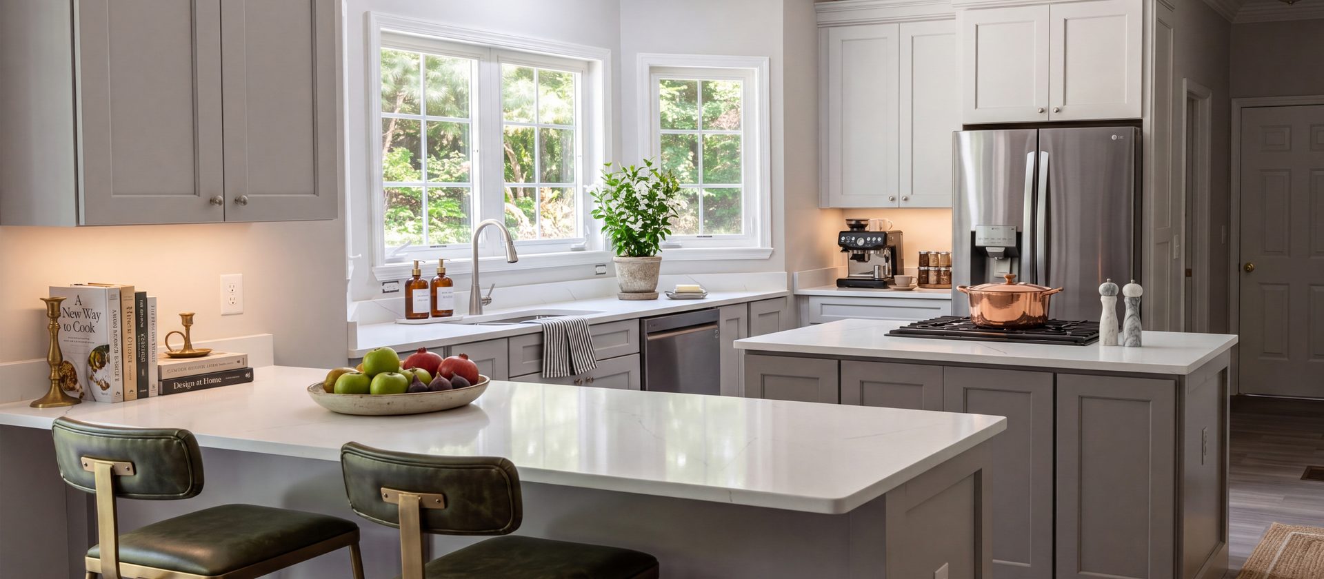 Light kitchen with island seating